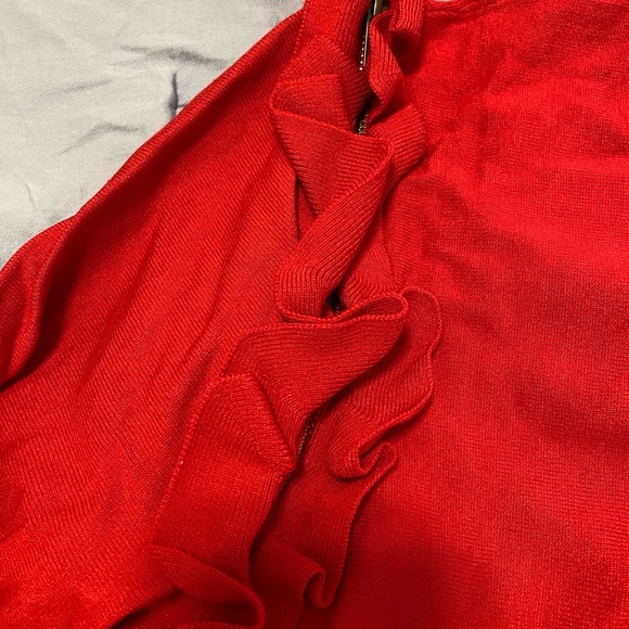Halogen Red Sweater Flutter Sleeves - Picture 6 of 7